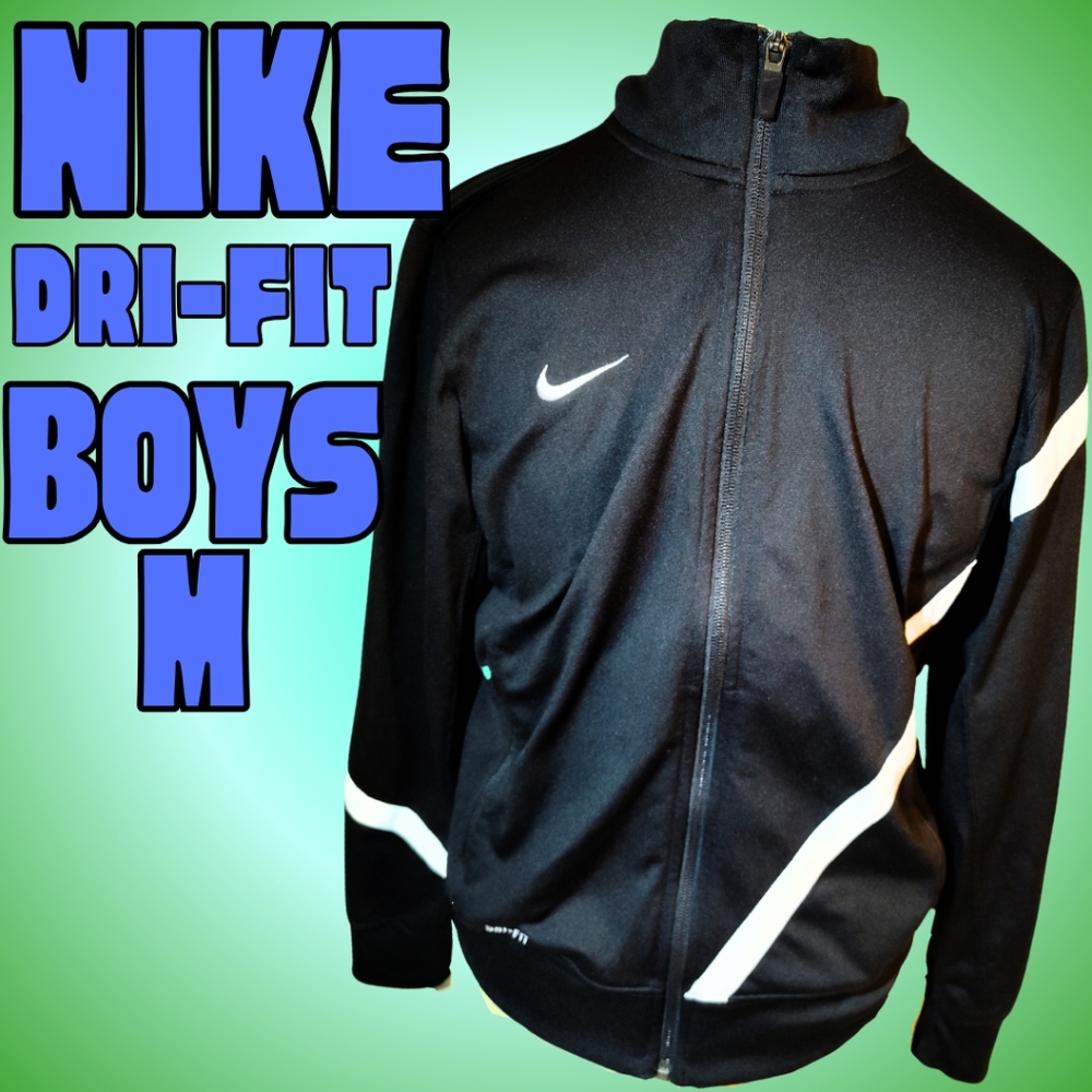 Boys M Nike Black & White Zip-up Dri-Fit Sweatshirt
